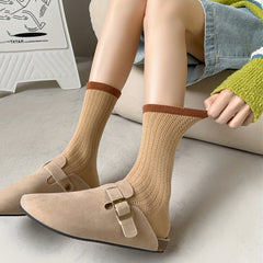Striped Cotton Mid Calf Socks for Autumn/Winter