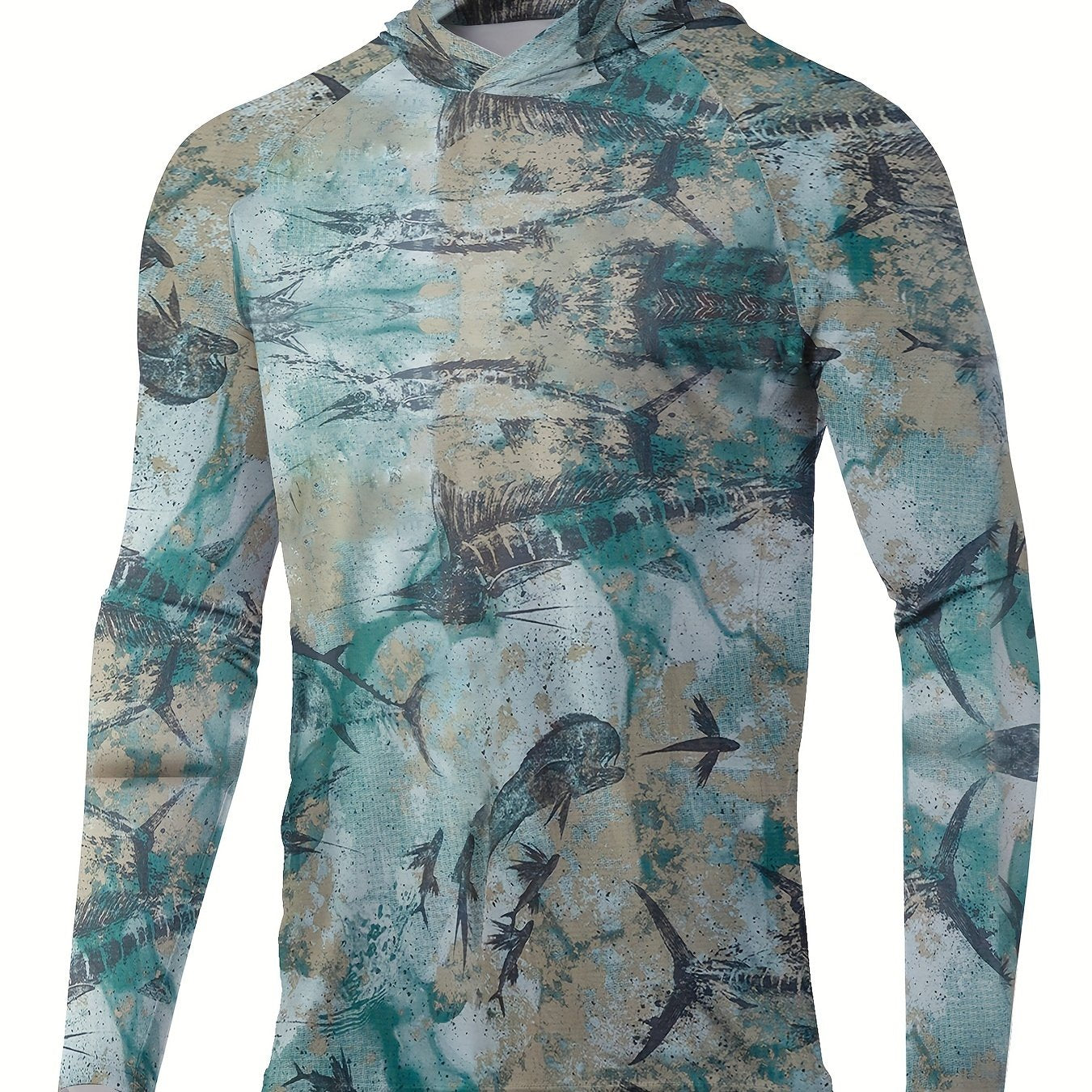 Men's Tie Dye Long Sleeve Hoodie Fishing Jersey
