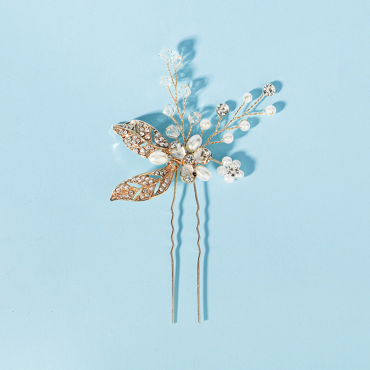 Rhinestone Leaf Bridal Hairpin Hair Accessories U-shaped Hairpin