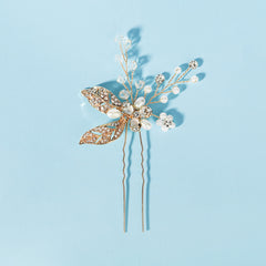 Rhinestone Leaf Bridal Hairpin Hair Accessories U-shaped Hairpin