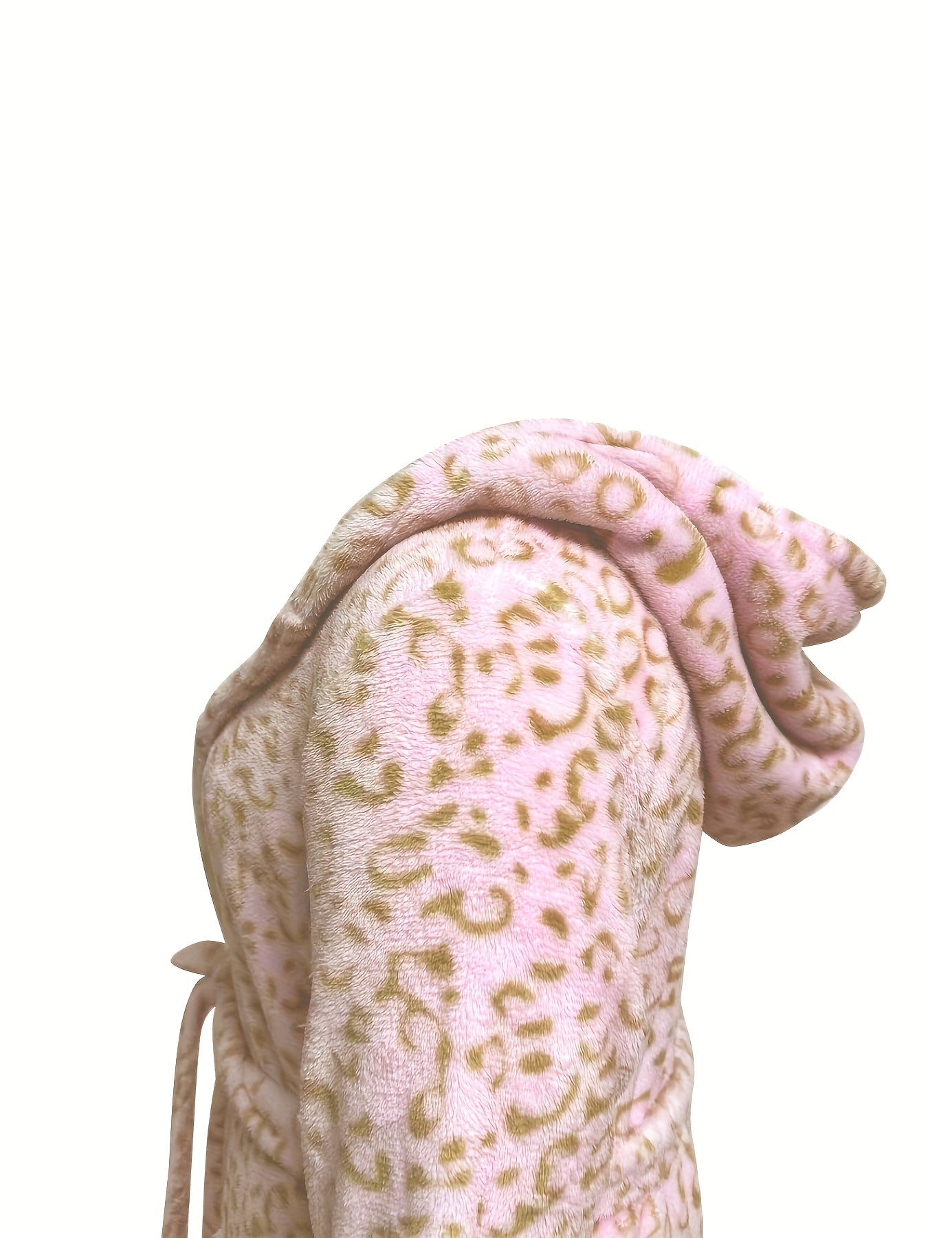 Leopard Pattern Hooded Flannel Robe with Pockets