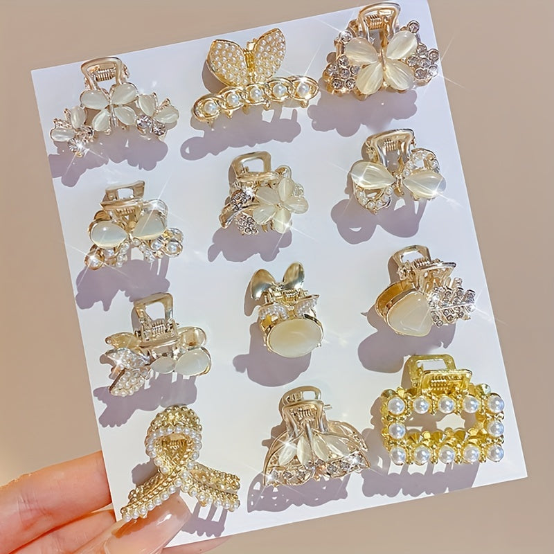 Mini Faux Pearl Metal Hair Clips for Girls