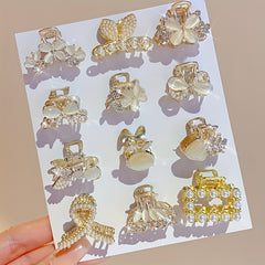 Mini Faux Pearl Metal Hair Clips for Girls