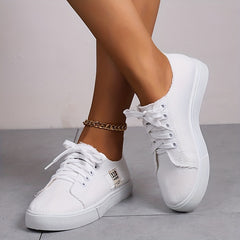 Women's Low Cut Canvas Shoes Lace Up Casual Sneakers Lightweight Comfortable