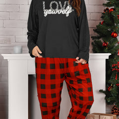 Leopard Art Tee & Plaid Pants Pajama Set