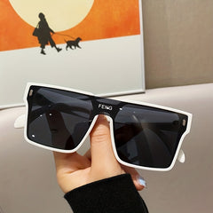 Oversized Square Sunglasses Flat Top One piece Punk Casual Eyewear UV400