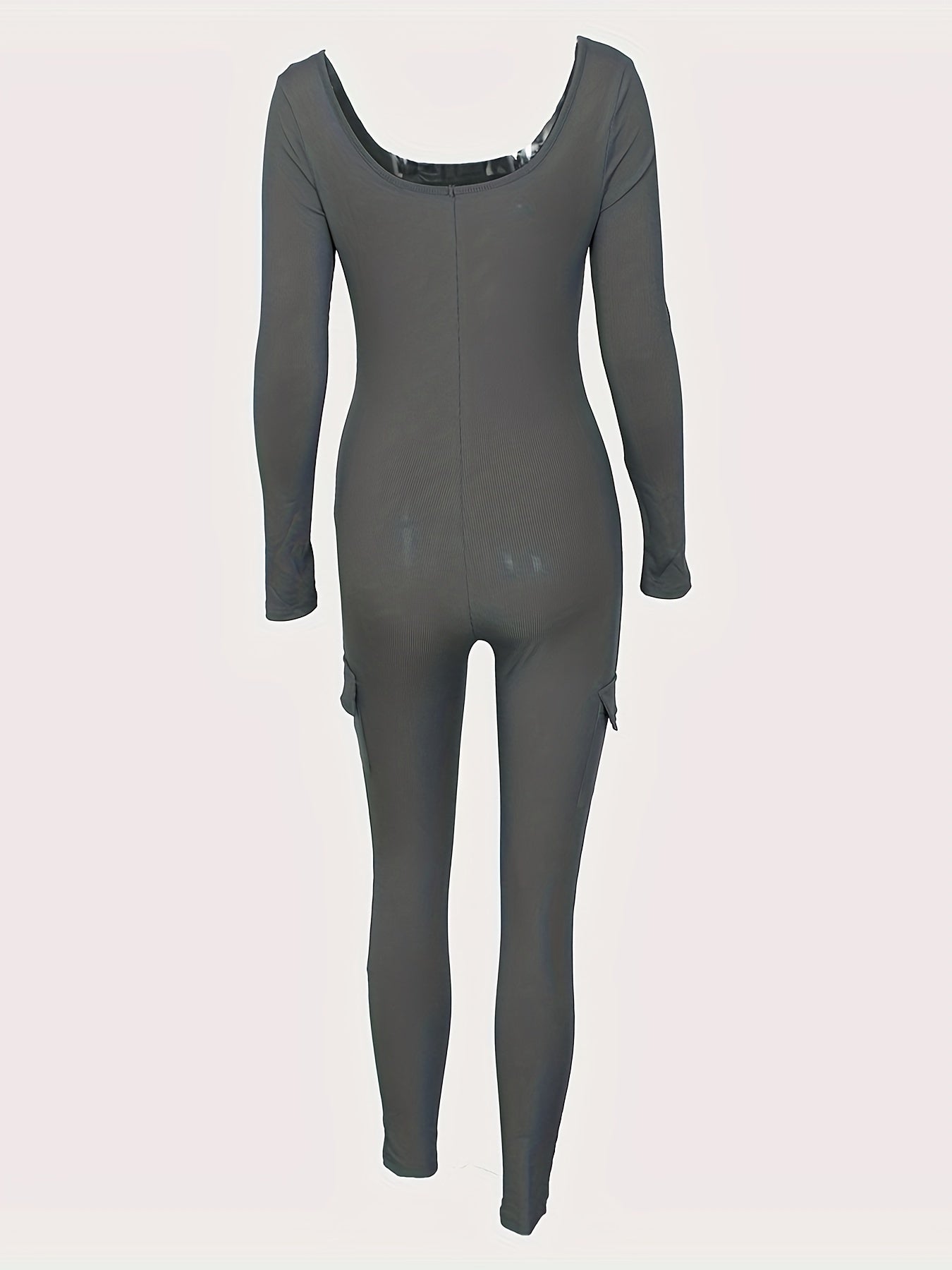Long Sleeves Knitted Yoga Jumpsuit Round Neck Slimming Bodysuit