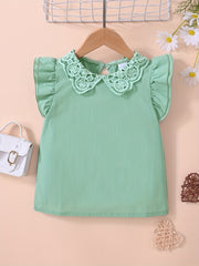 Toddler Girls Lace Collar Butterfly Sleeve Blouse Top