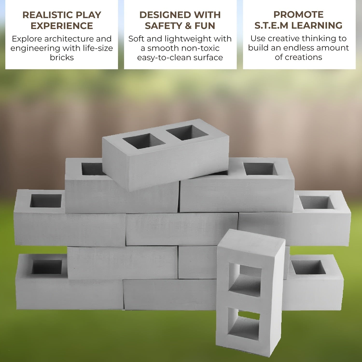 Joybond Classic Foam Cinder Blocks for Kids 5 Pcs