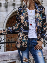 Boho Baroque Print Plus Size Blazer