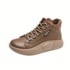 Women's Round Toe Lace-Up Platform Sneakers Comfortable Shoes