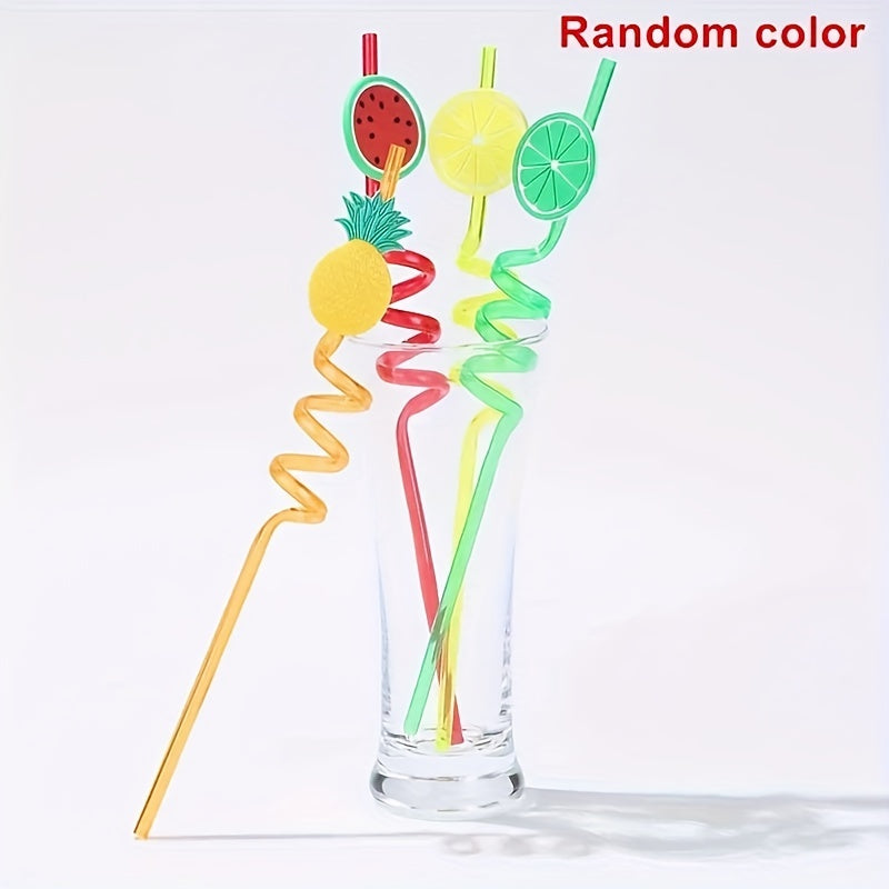 4pcs Reusable Fruit Drinking Straws For Kids Birthday Party