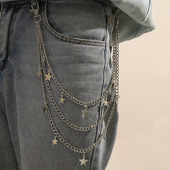 Pentagram Charm Layered Waist Chain Punk Pants Trousers Chain