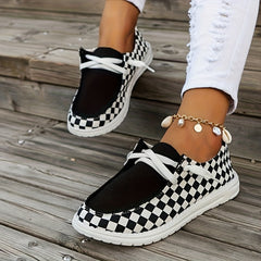 Breathable Checkerboard Loafers Lightweight Canvas Sneakers