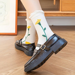 8 Pairs Floral Ruffle Socks Sweet & Mid Tube Women's Stockings