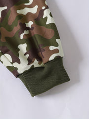 Toddler Boy's Camo Outfit 2pcs Waffle Texture Sweatshirt & Sweatpants Set