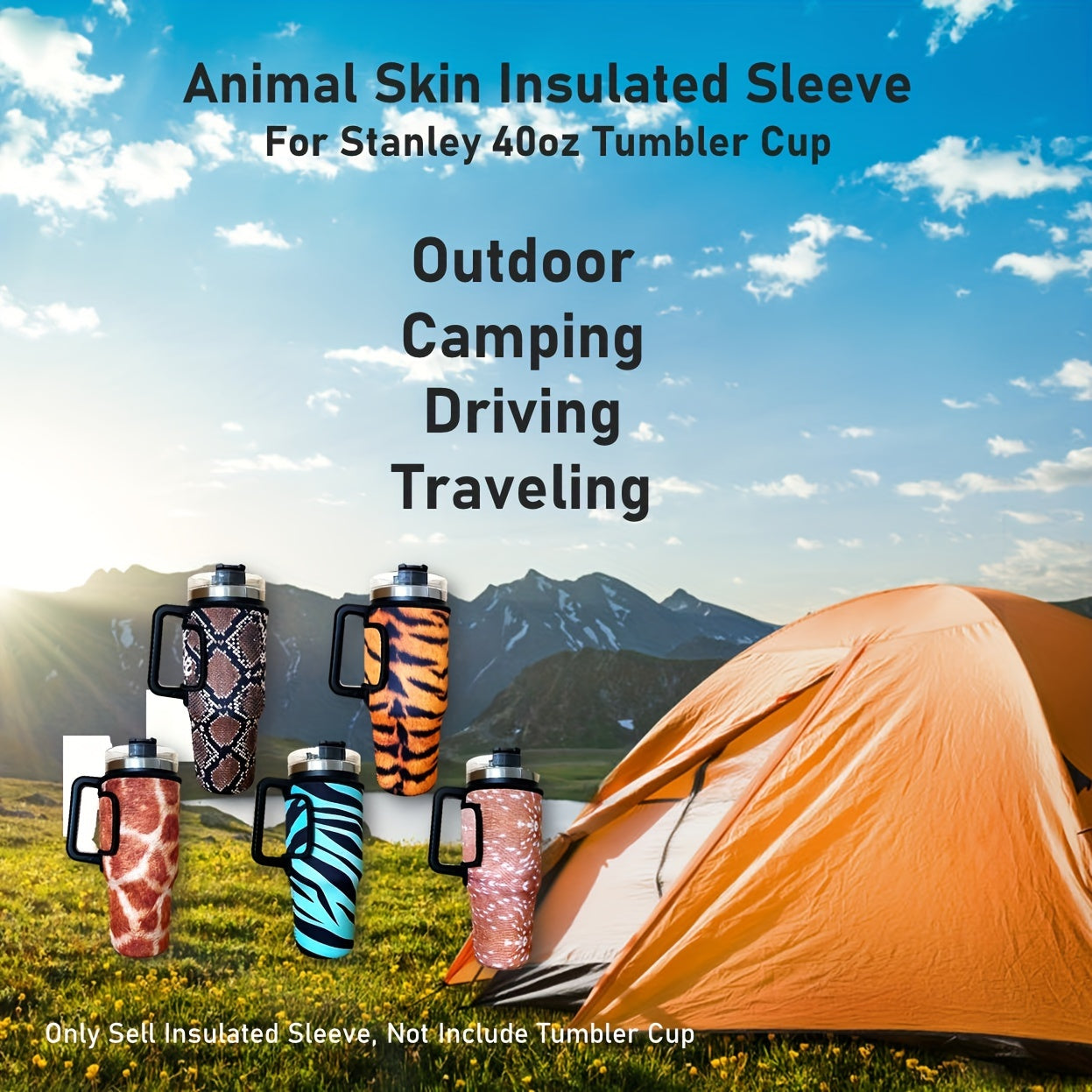 Animal Skin Printed Cup Sleeve 40oz Anti Scalding Tumbler Bottle Protective