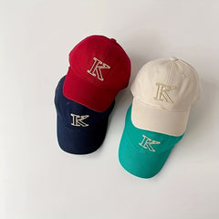 Kids Letter K Baseball Cap Adjustable Sun Hat for Outdoor Activities