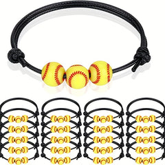 20 Pcs Softball Bead Charm Sports Bracelet for Fans