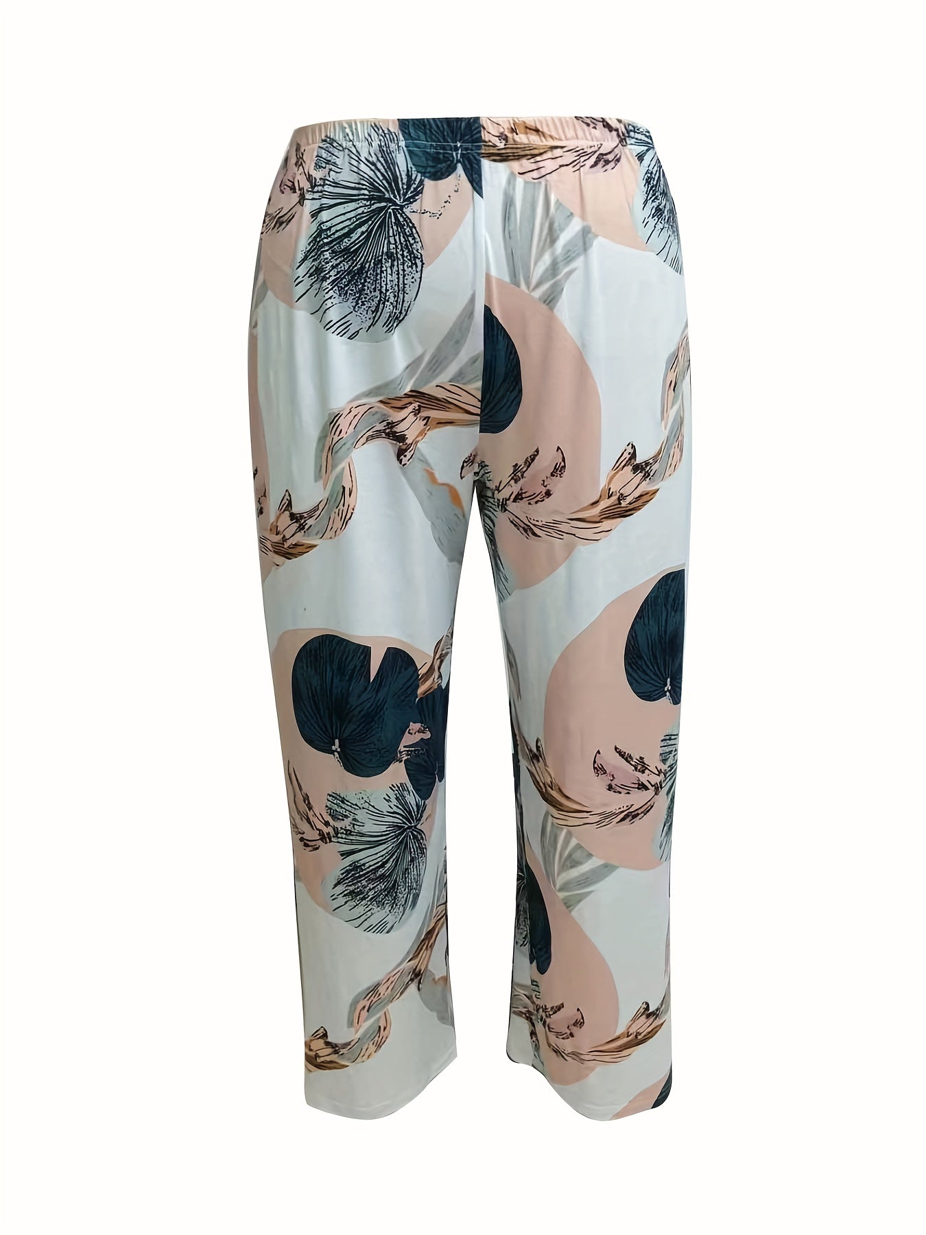 V Neck Cami Top & Tropical Print Pants Set