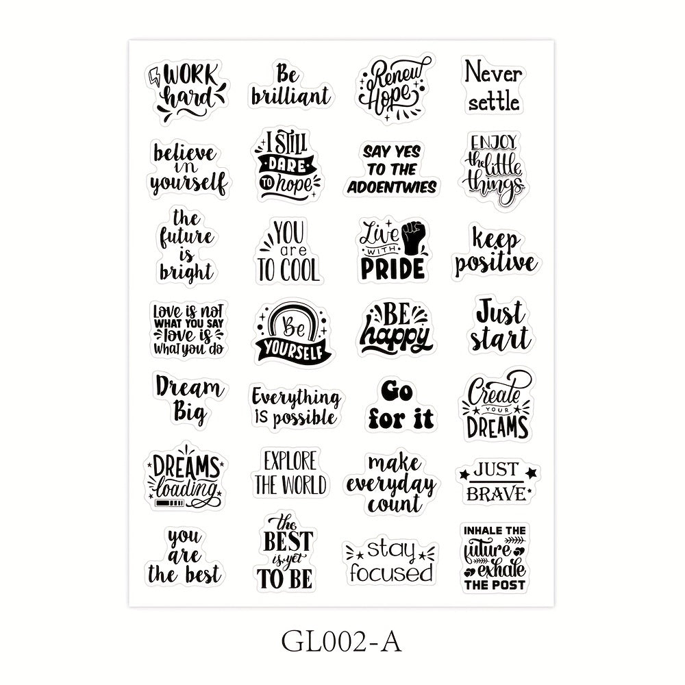 Transparent Handwritten Quote Stickers x 4 Sheets