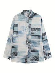 Boho Blouse Women's Plus Colorblock Floral Print Button Up