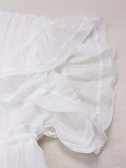 Ruffle Sleeve Beach Cover Up Dress Boho Style Tie Back Backless Kaftan
