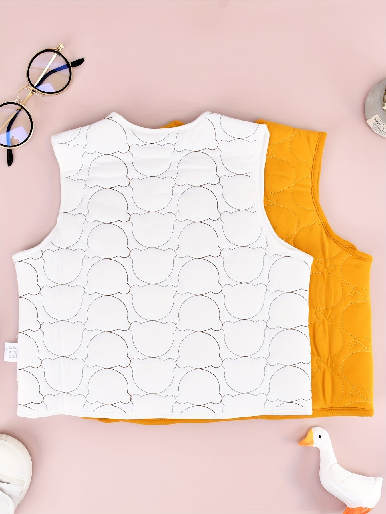 2pcs Cartoon Embroidery V Neck Vest