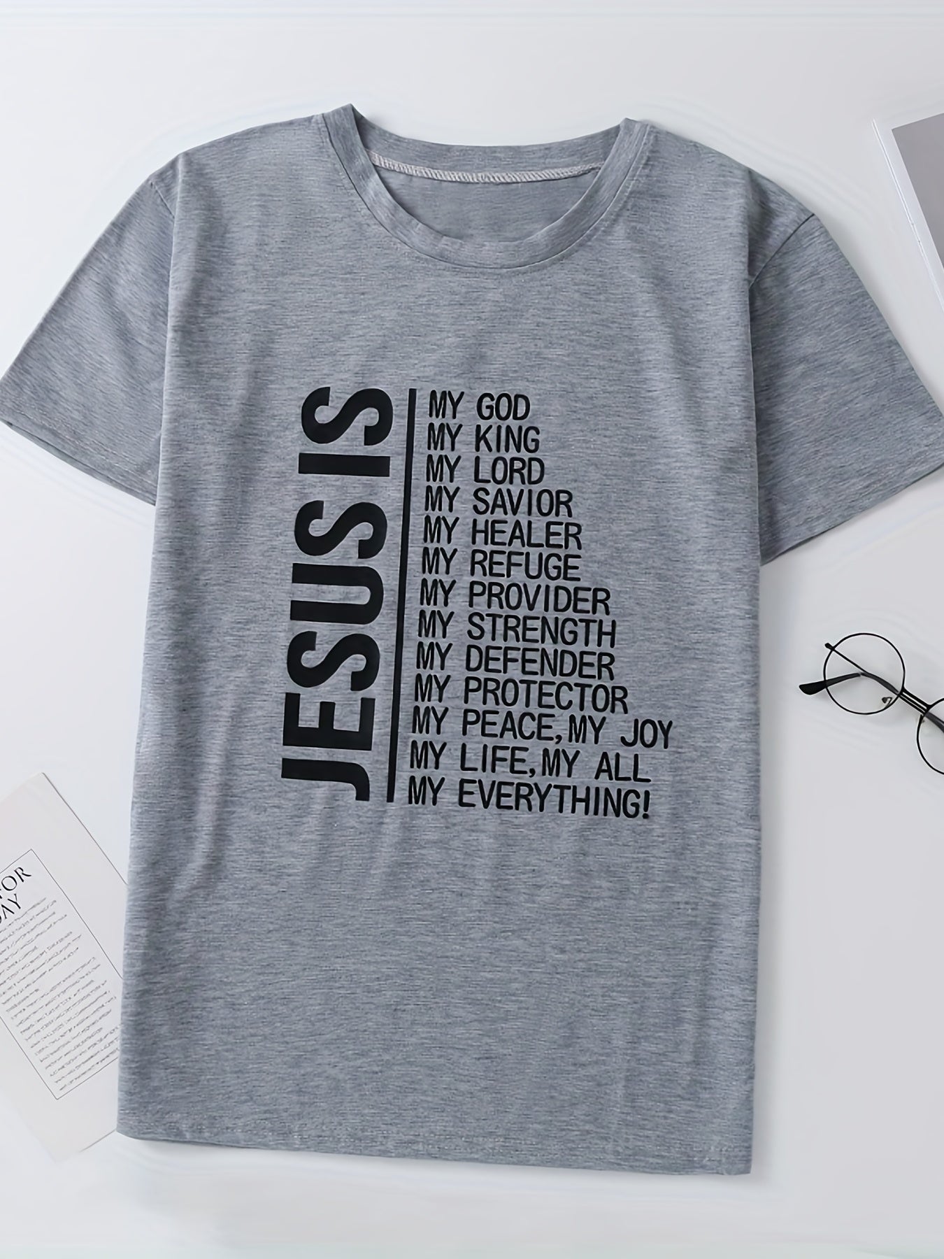 Letter Graphic Round Neck Casual Sports T shirts