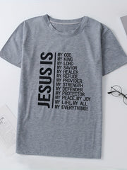 Letter Graphic Round Neck Casual Sports T shirts