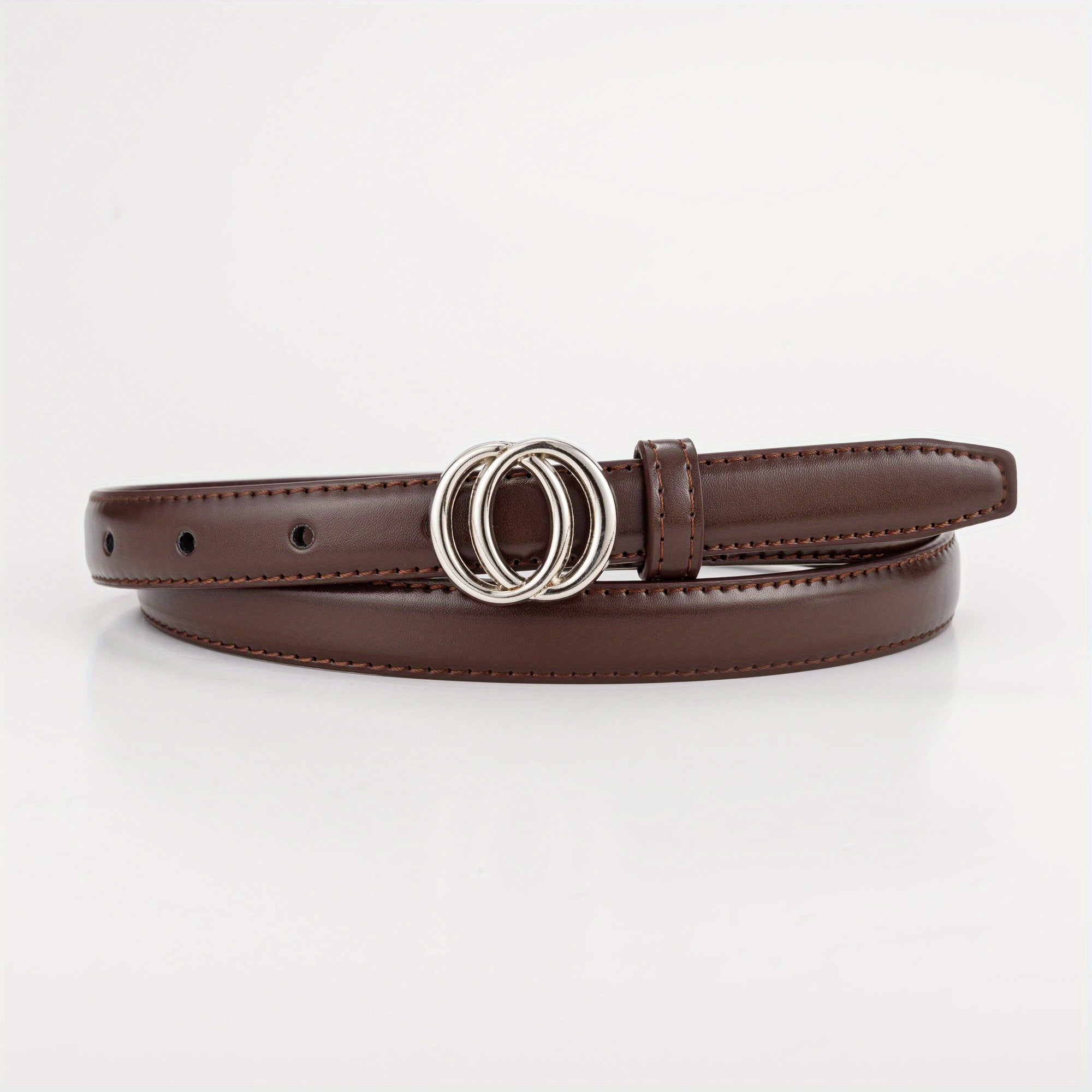 Smooth Double Connection Oval Buckle Head Leather Belt For Boys And Girls