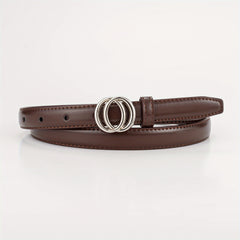 Smooth Double Connection Oval Buckle Head Leather Belt For Boys And Girls