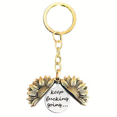 Engraved Sunflower Charm Keychain Pendant - Christmas Gift