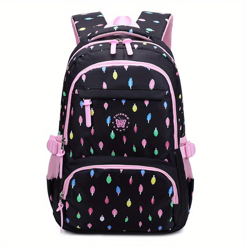 Colorful Leaves Printed Kids Backpack for Primary School Students