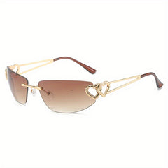 Y2K Rimless Sunglasses Oval Gradient UV400 Sun Shades