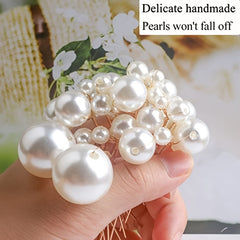 6pcs Faux Pearl Hair Pins Golden Silvery Hair Accessories for Bridal Women