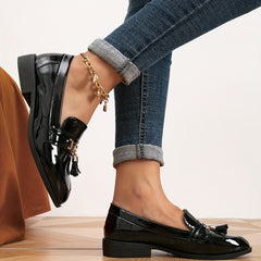 Women's Metal Decor Chunky Heel Loafers Slip On Shoes