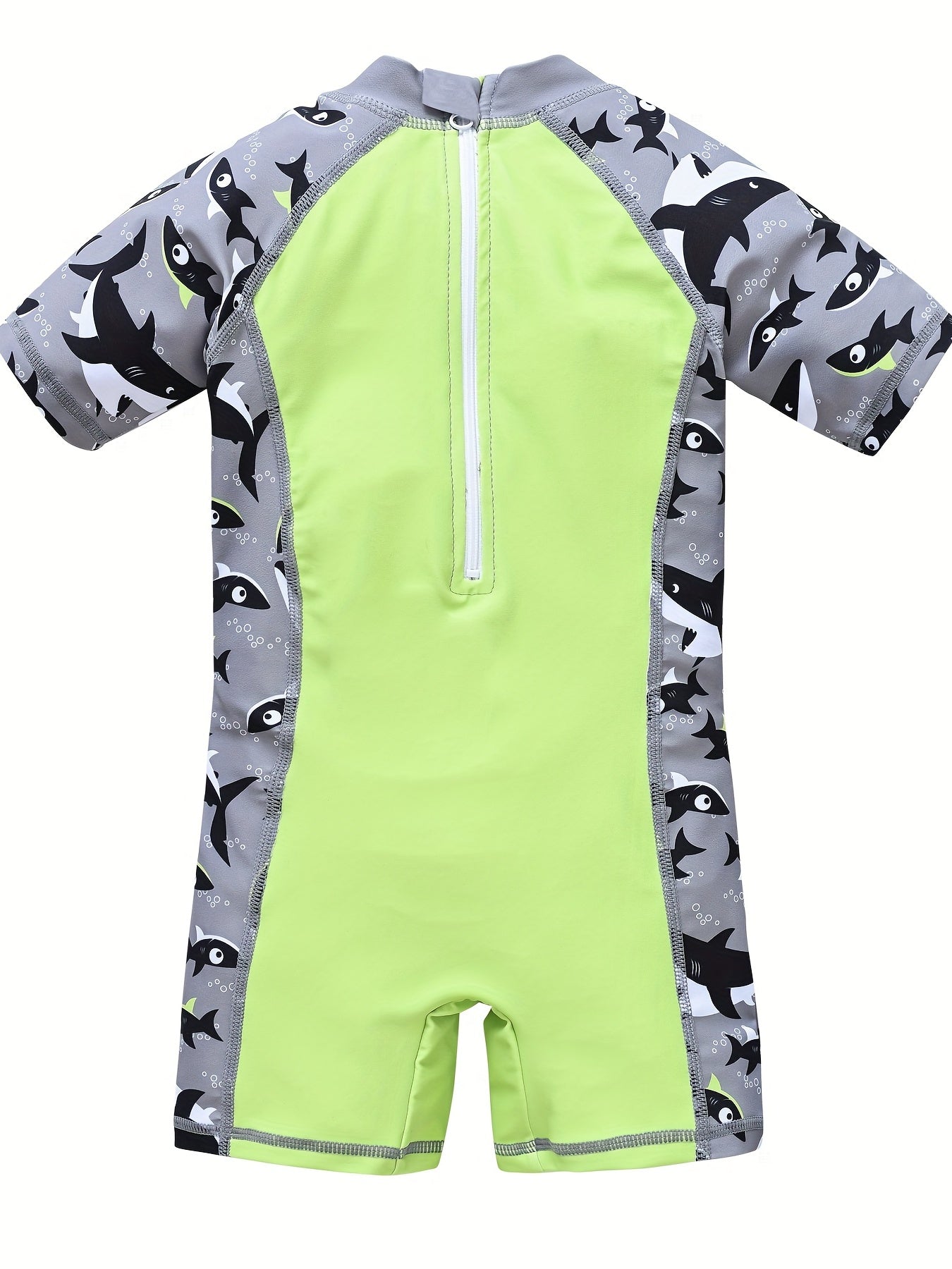 Shark Print Short Sleeve One Piece Swimsuit