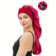 Solid Satin Long Hair Bonnet Head Scarf Night Cap