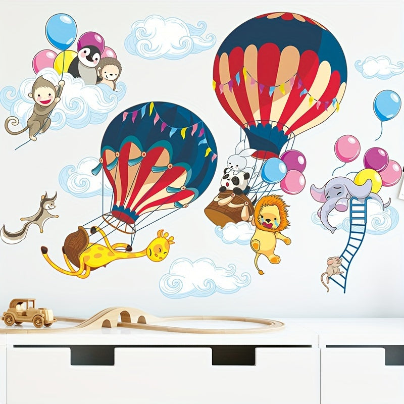 2pcs Animal Hot Air Balloon Wall Stickers Home Decoration