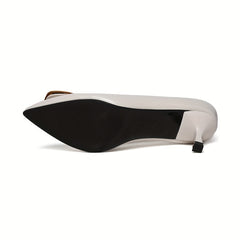 Rectangular Decor Kitten Heels Faux Leather Pumps