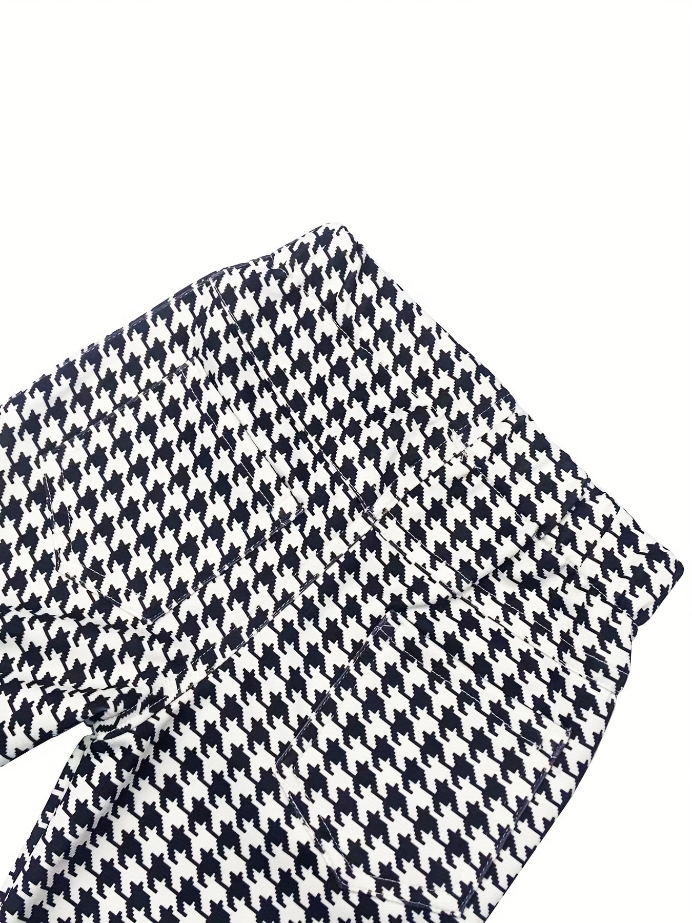 Girls Stretchy Houndstooth Leggings Elastic Waist Slim Fit Pants