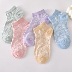 5 Pairs 3D Textured Socks Low Cut Women's Stockings