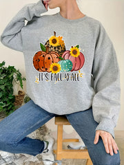 Fall Y'all Print Loose Sweatshirt Casual Long Sleeve