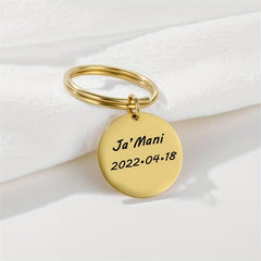 Personalized Stainless Steel Round Disc Keychain for Men