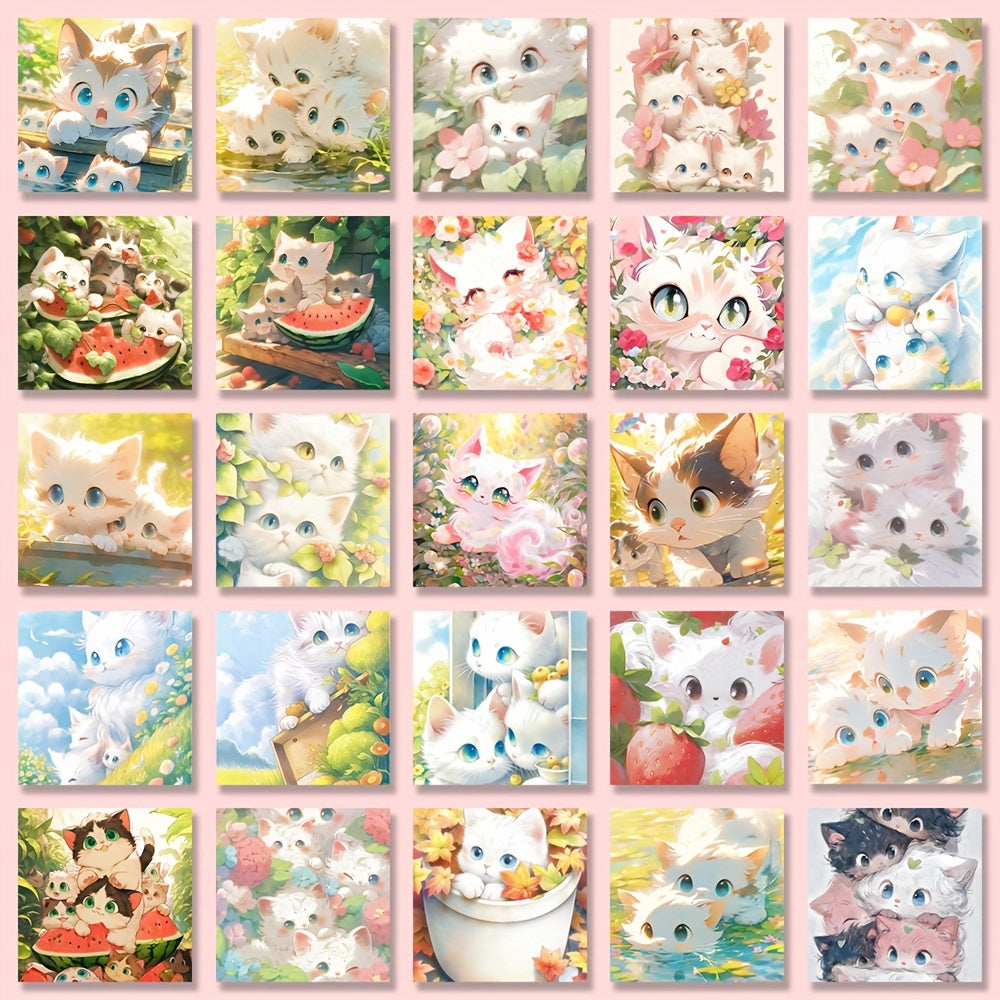 48pcs Cats Pvc Animal Stickers Water Bottle Laptop Phone Bike Car Stationery