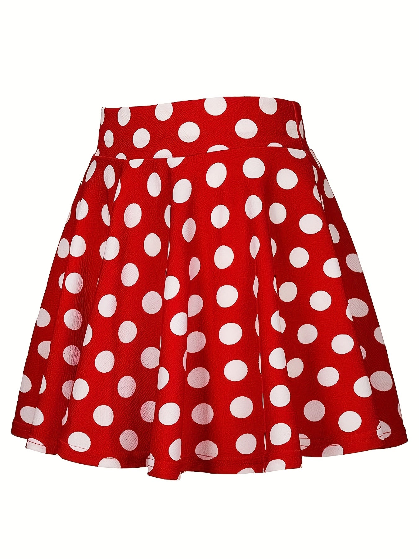 Polka Dot Print Flared Skirt High Waist Retro Style