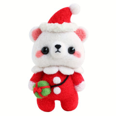 Wool Needle Felting Kit Merry Christmas Bear Doll DIY Craft Package