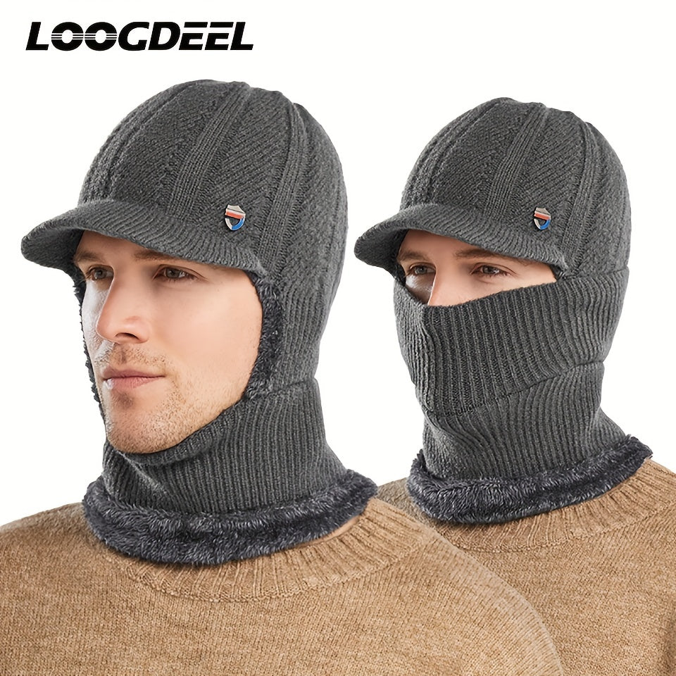 Winter 2 In 1 Set Balaclava Neck Warmers Knitted Hat Beanie Face Cover Cap