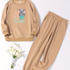 Elephant Print Long Sleeve Top & Joggers Pajamas Set
